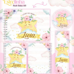 Kit Encadernação Baby Estrelinha Menina - Arquivo Digital 10 Kit Encadernação Baby Estrelinha Menina - Arquivo Digital