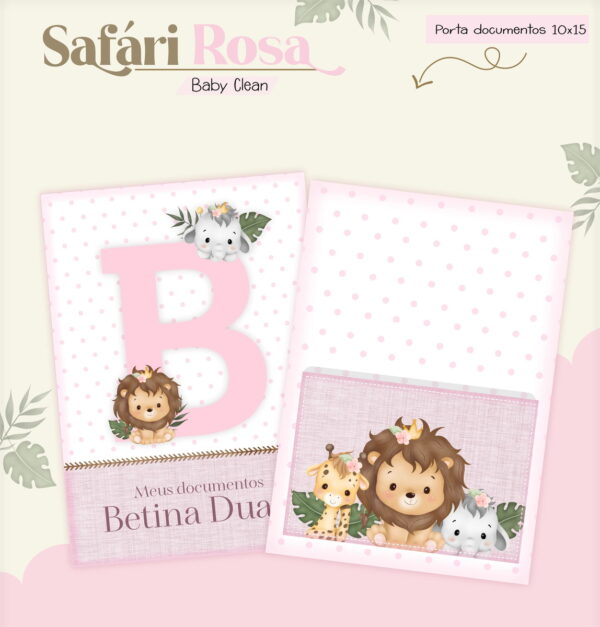 Kit Encadernação Baby Safari Rosa Inicial