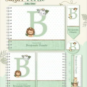 Kit Encadernação Baby Safari Verde Inicial 17 Kit Encadernação Baby Safari Verde Inicial