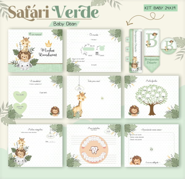 Kit Encadernação Baby Safari Verde Inicial