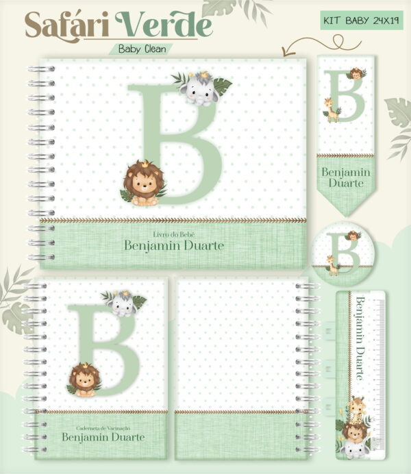Kit Encadernação Baby Safari Verde Inicial