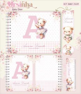 Kit Encadernação Baby Ursinha Rosa Inicial