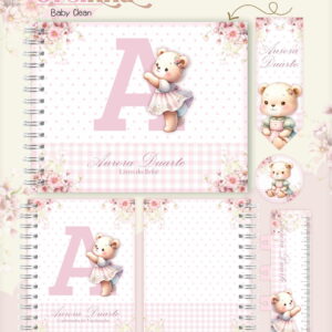 Kit Encadernação Baby Ursinha Rosa Inicial