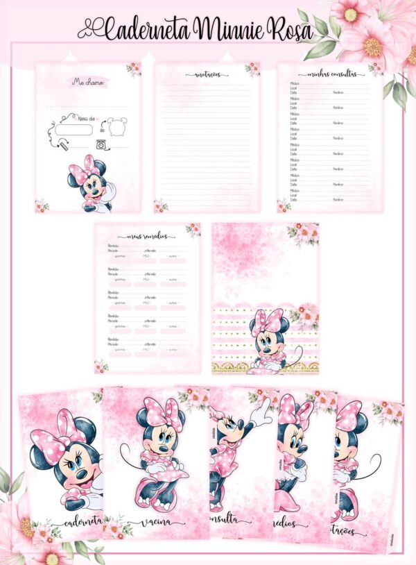 Kit Encadernação Infantil Minnie Rosa