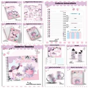 Kit Escolar Dino Menina 5 Kit Escolar Dino Menina