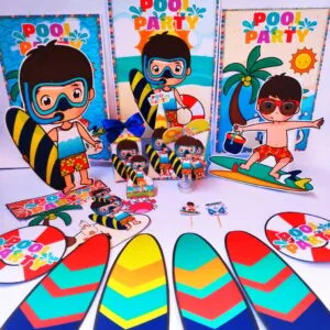 Kit Festa Só um bolinho Pool Party Menino 8 Kit Festa Só um bolinho Pool Party Menino