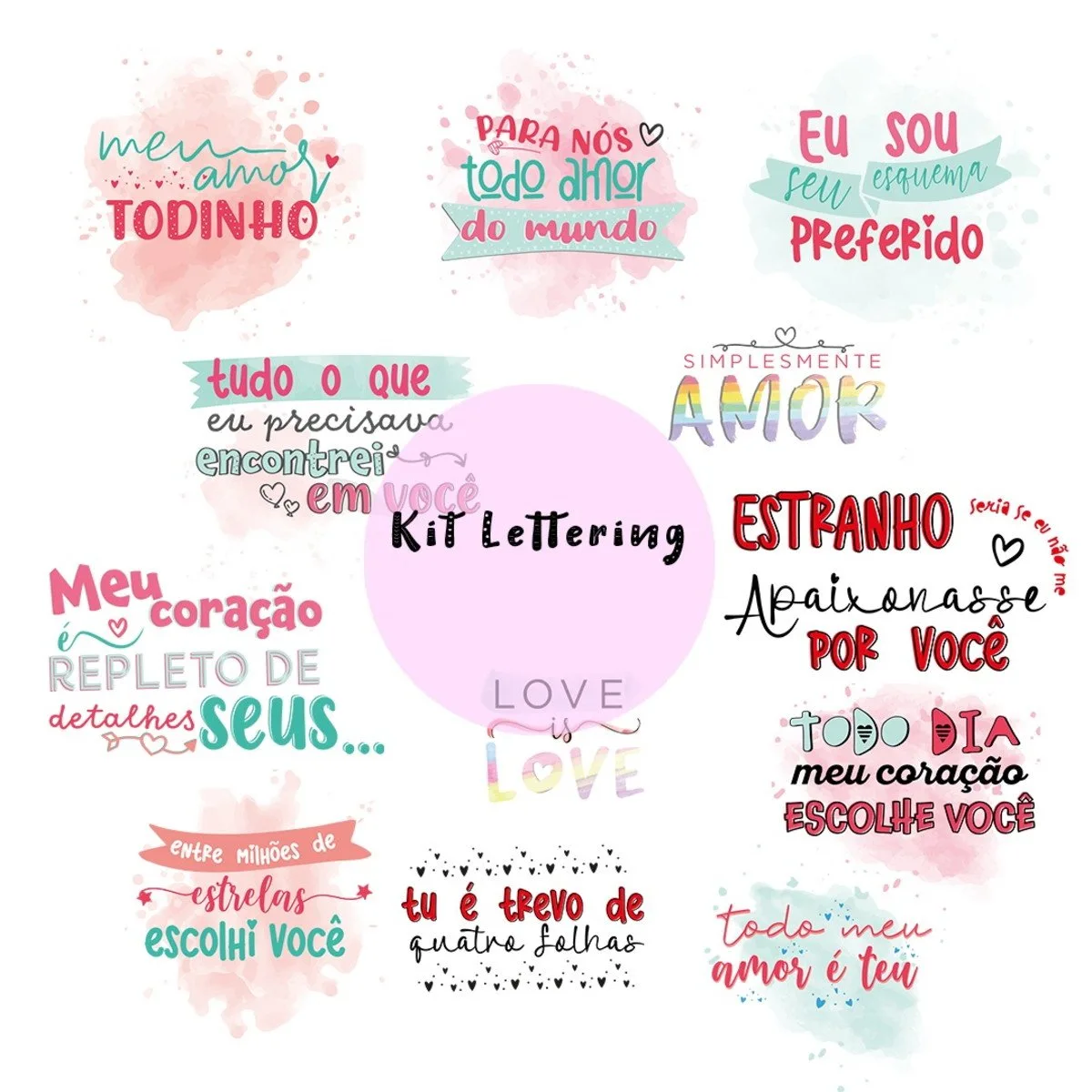Kit Lettering Dia dos Namorados 1 Kit Lettering Dia dos Namorados