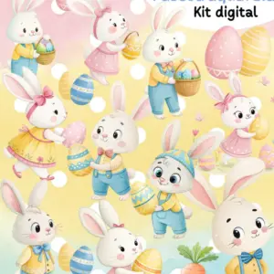 Kit Png Coelhinhos Pascoa Aquarela Para Scrapbook E Convites