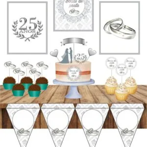 Kit Só um bolinho Bodas de Prata 24 Kit Só um bolinho Bodas de Prata