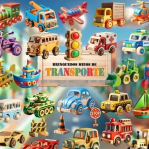 Kit Transporte em Madeira PNG para Artes Digitais