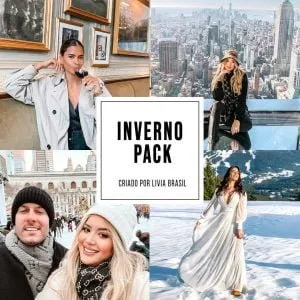 Colagem com quatro fotos de pessoas no inverno e caixa de texto central