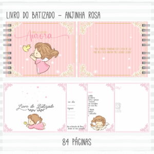 Livro Batizado Anjinha Rosa