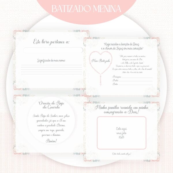 Livro Batizado Menina Rosa