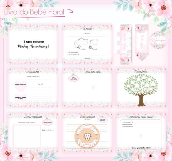 Livro Do Bebê Floral Delicado