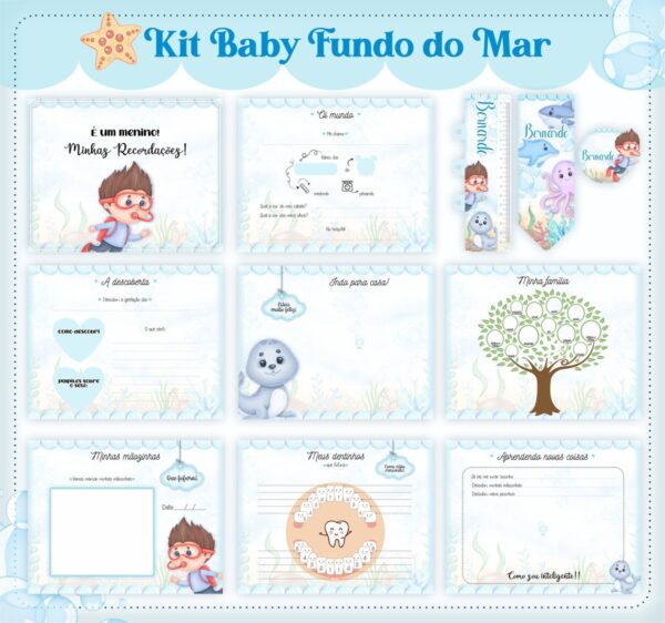 Livro do Bebê Fundo do Mar Azul Menino