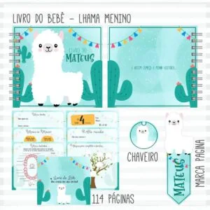 Livro do Bebê Lhama Branca Menino