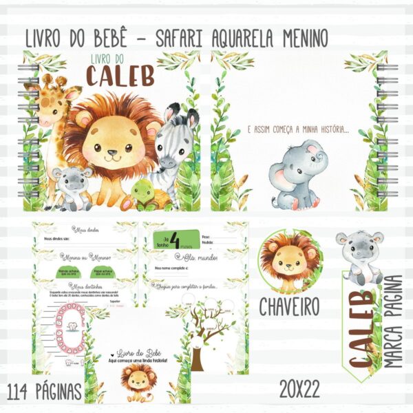 Livro do Bebê Safari Aquarela Menino