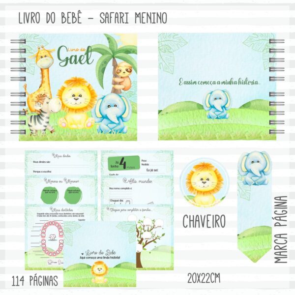Livro do Bebê Safari Menino Verde