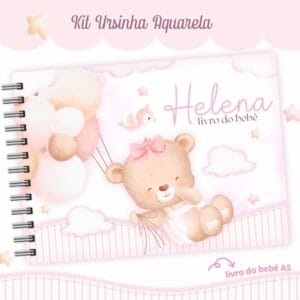 Livro do Bebê Ursinha Aquarela Rosa