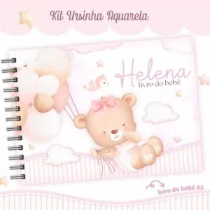 Livro do Bebê Ursinha Aquarela Rosa 5 Livro do Bebê Ursinha Aquarela Rosa