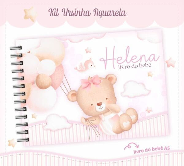 Livro do Bebê Ursinha Aquarela Rosa