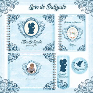 Livro e Caderno Batizado Azul - Arquivo Digital
