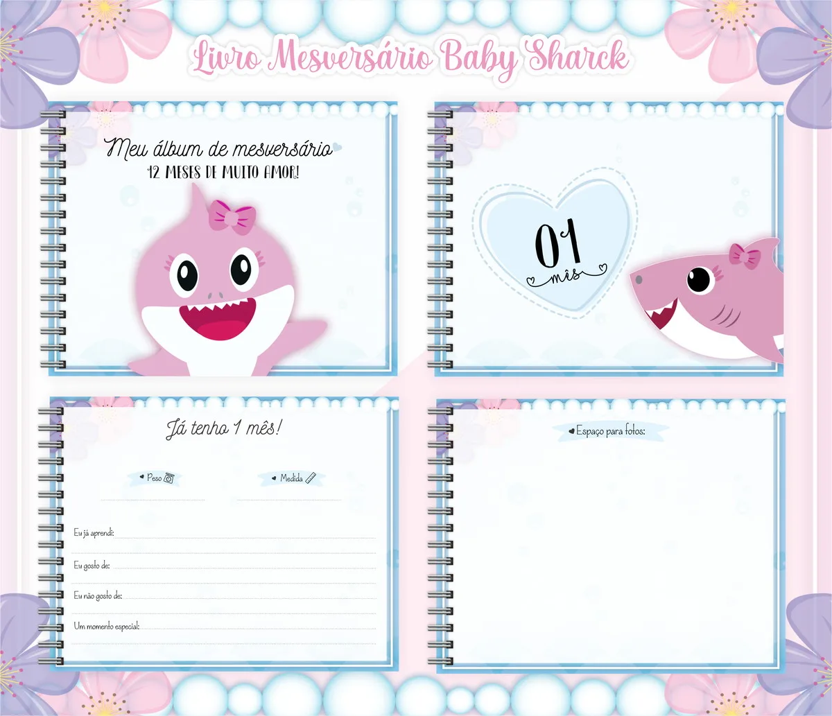Livro Mesversário Babyshark Menina