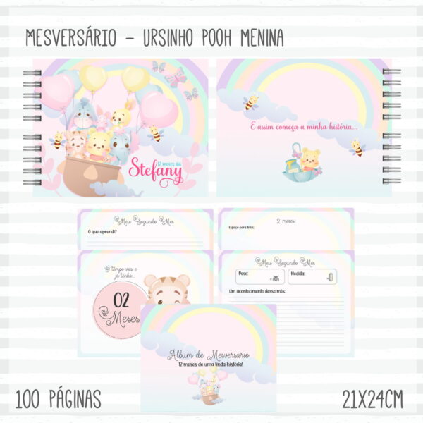Livro Mêsversário Pooh Menina
