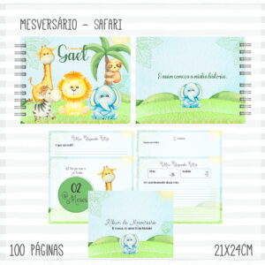 Livro Mêsversário Safari Menino Verde