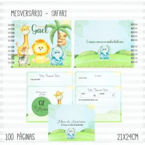 Livro Mêsversário Safari Menino Verde 30 Livro Mêsversário Safari Menino Verde