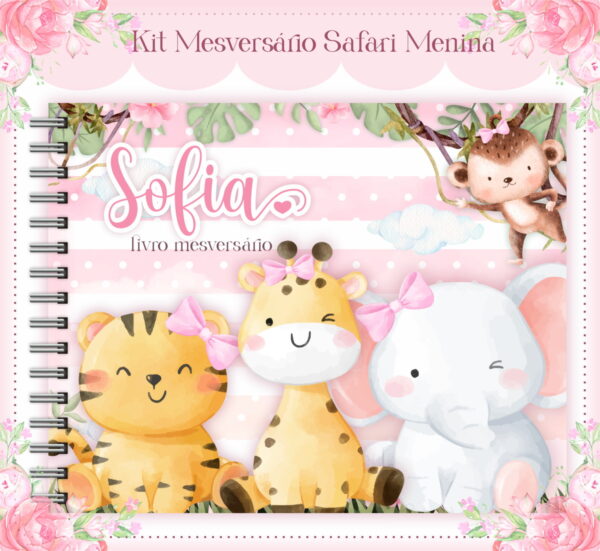 Livro Mesversário Safari Rosa Menina