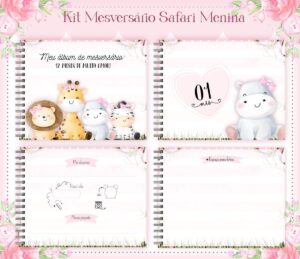 Livro Mesversário Safari Rosa Menina