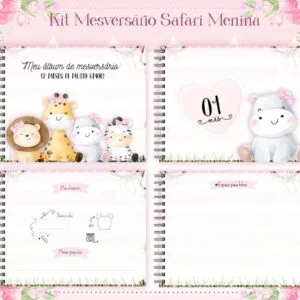 Livro Mesversário Safari Rosa Menina