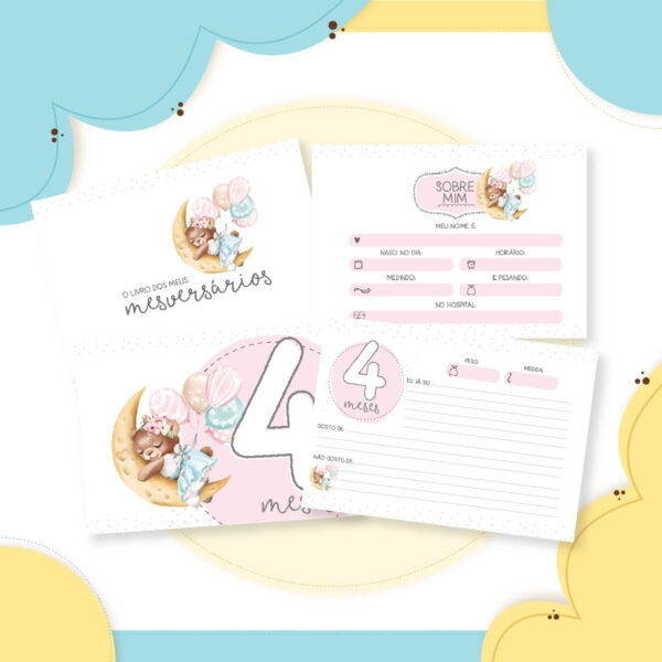 Livro Mêsversário Ursinha Aquarela