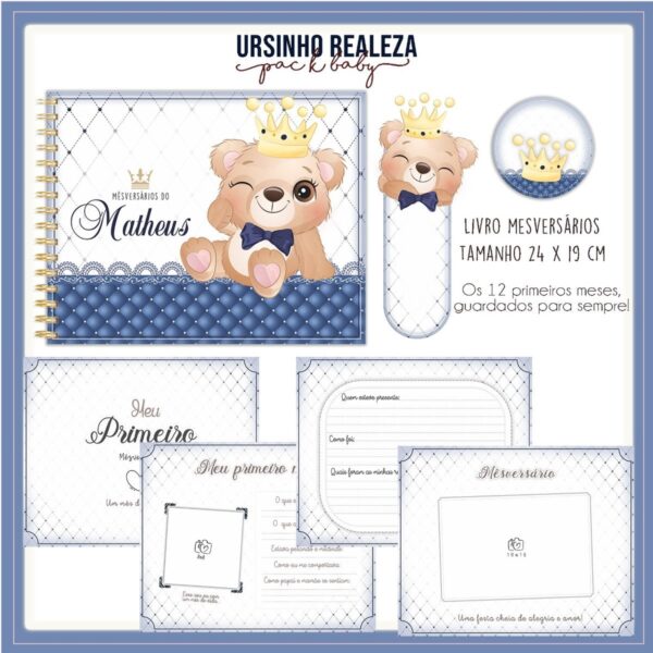 Livro Mesversário Ursinho Realeza