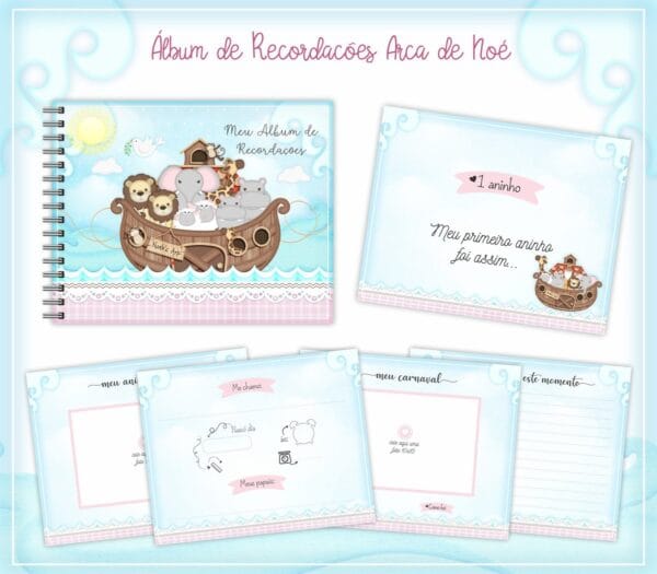 Livro Recordações Bebê Arca de Noé Menina