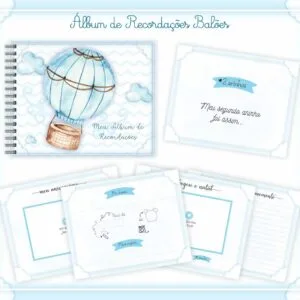 Livro Recordações Bebê Balões Menino 13 Livro Recordações Bebê Balões Menino