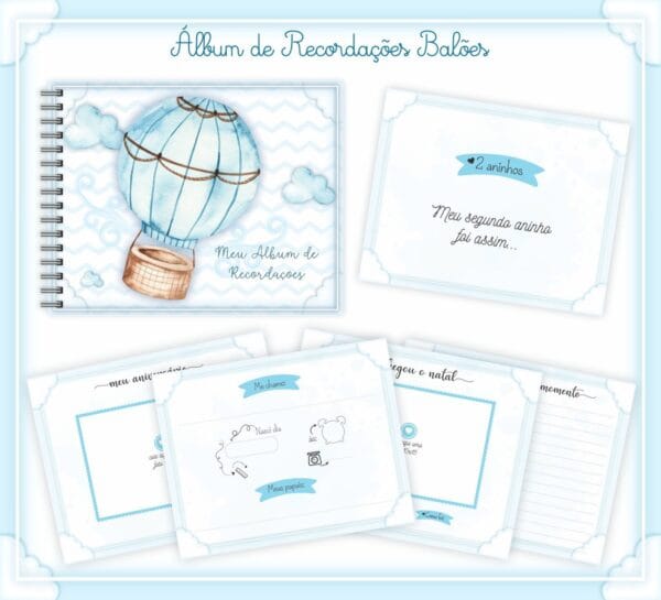 Livro Recordações Bebê Balões Menino
