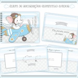 Livro Recordações Bebê Elefantinho Aviador