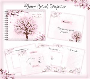 Livro Recordações Bebê Floral Cerejeira