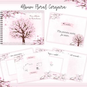 Livro Recordações Bebê Floral Cerejeira