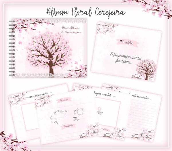 Livro Recordações Bebê Floral Cerejeira