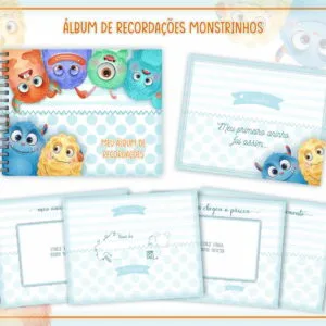 Livro Recordações Bebê Monstrinhos 15 Livro Recordações Bebê Monstrinhos