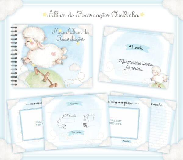 Livro Recordações Bebê Ovelha Menino