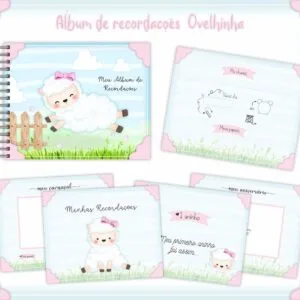 Livro Recordações Bebê Ovelhinha Menina 21 Livro Recordações Bebê Ovelhinha Menina