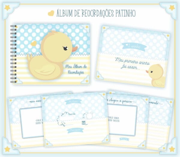 Livro Recordações Bebê Patinho- Arquivo Digital