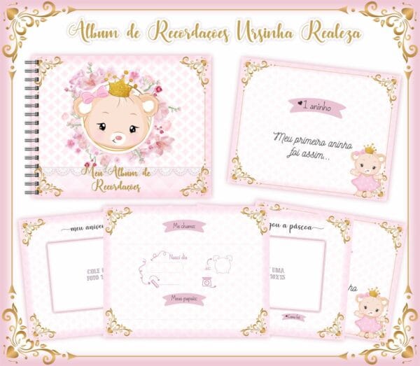 Livro Recordações Bebê Ursinha Realeza