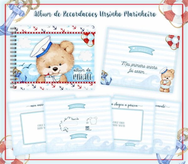 Livro Recordações Bebê Ursinho Marinheiro