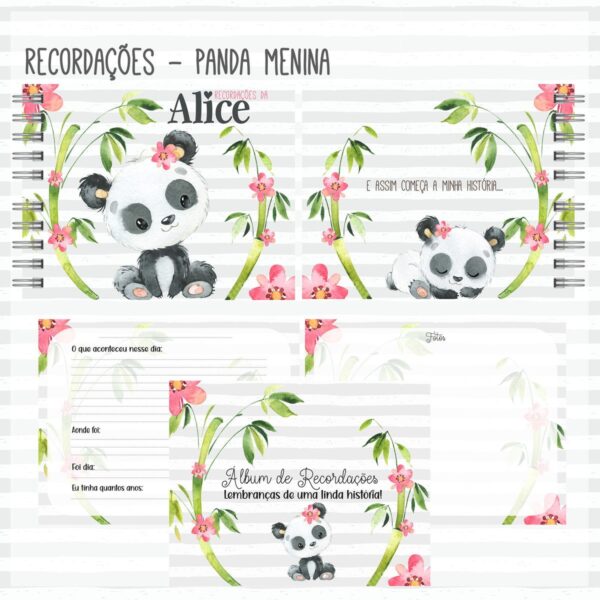 Livro Recordações do Bebê Panda Menina Cut