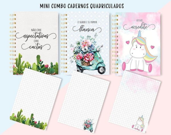 Mini Combo Cadernos Quadriculados